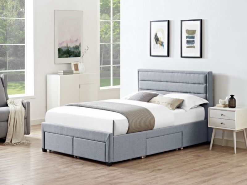 LPD Greenwich 5ft Kingsize Grey Fabric Storage Bed Frame