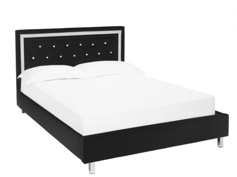 LPD Crystalle 5ft Kingsize Black Faux Leather Bed Frame