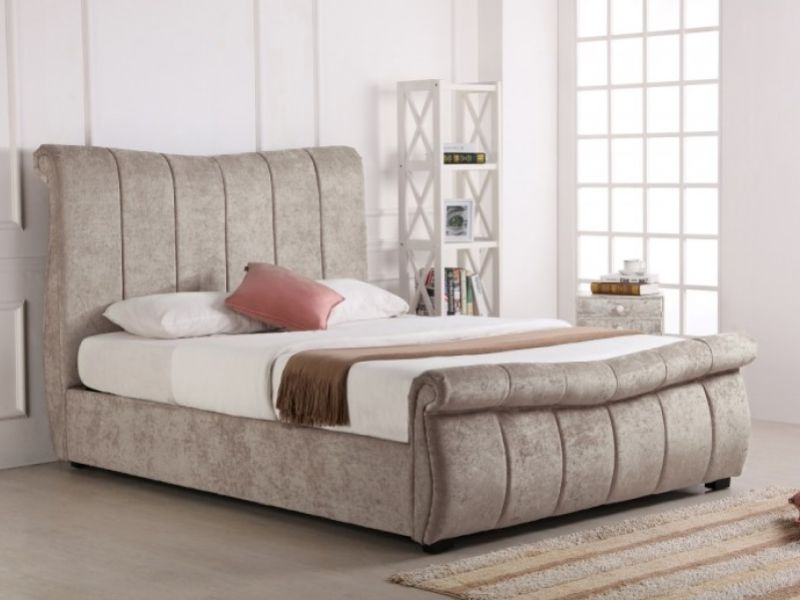 Emporia Bosworth 5ft Kingsize Stone Fabric Ottoman Sleigh Bed