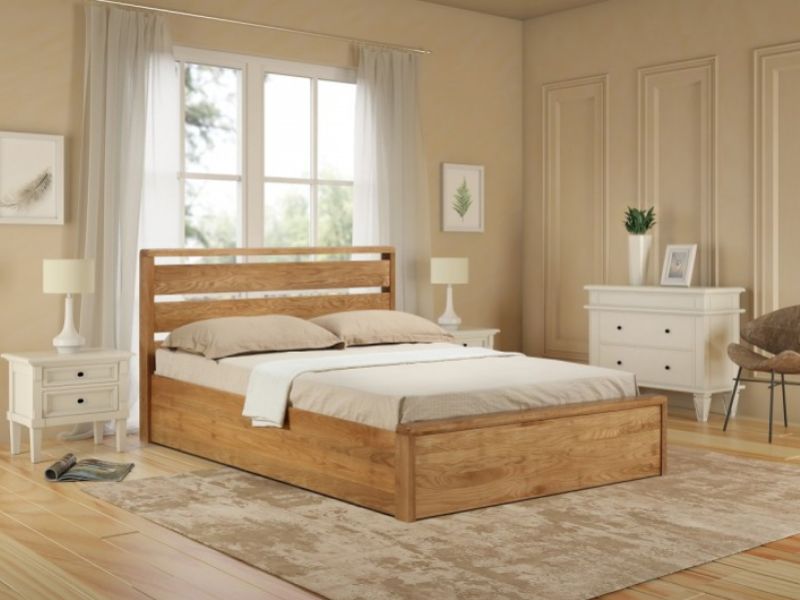 Emporia Modena 4ft6 Double Solid Oak Ottoman Bed Frame