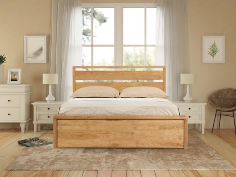 Emporia Modena 4ft6 Double Solid Oak Ottoman Bed Frame