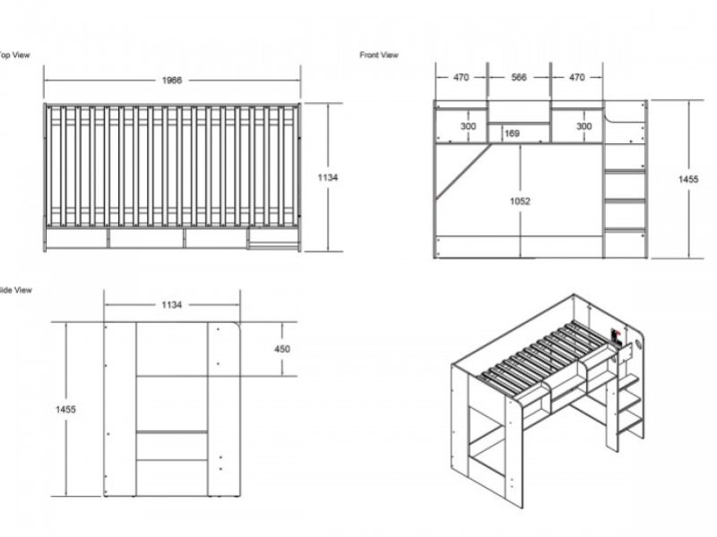 Flair Furnishings Wizard Junior White High Sleeper Storage Station