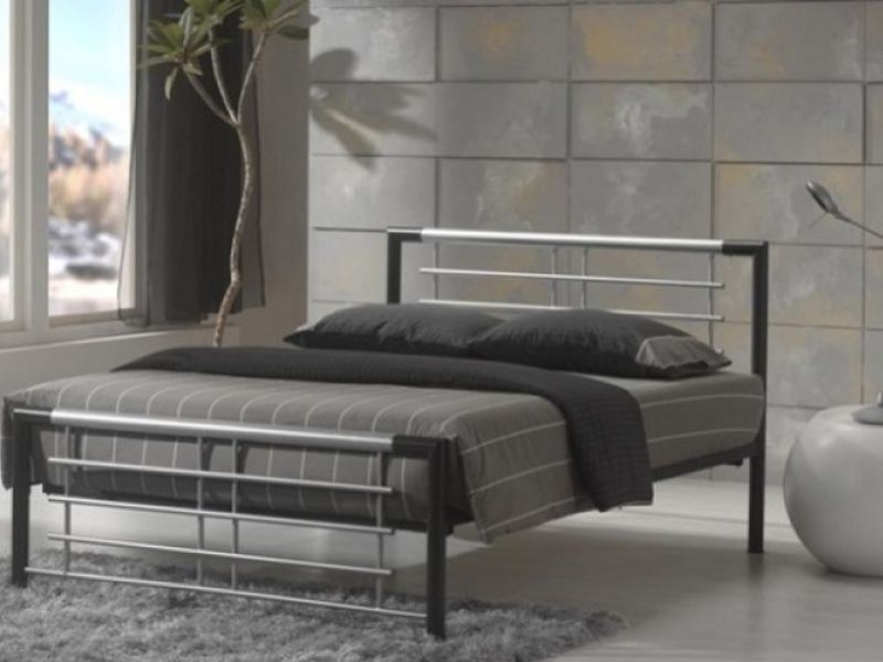 Metal Beds Atlanta 4ft Small Double Silver and Black Metal Bed Frame
