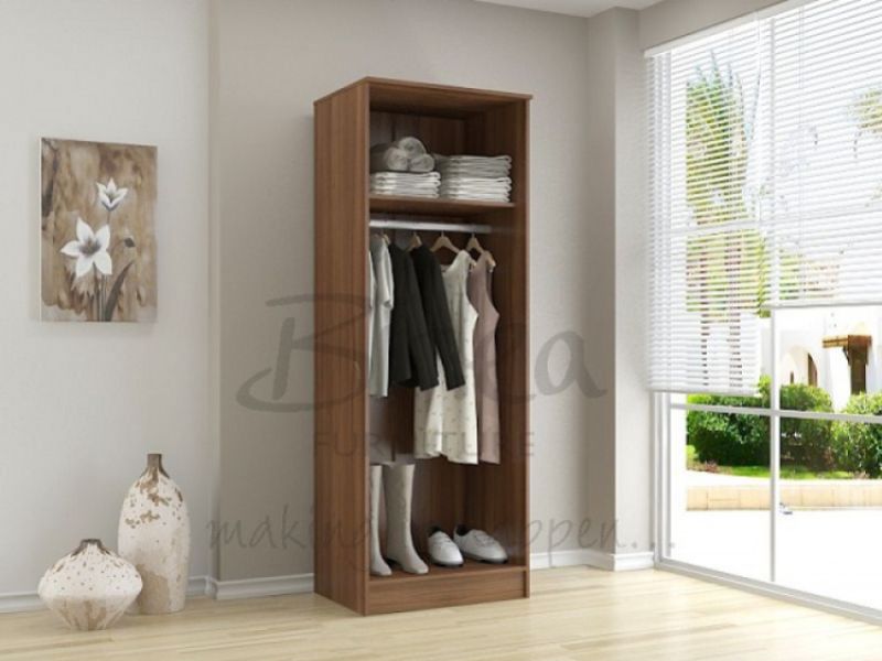 Birlea Lynx Walnut with Black Gloss 2 Door Wardrobe