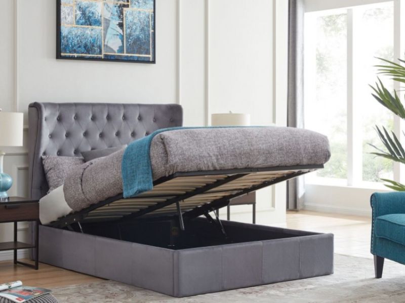 Flintshire Holway 5ft Kingsize Grey Fabric Ottoman Bed