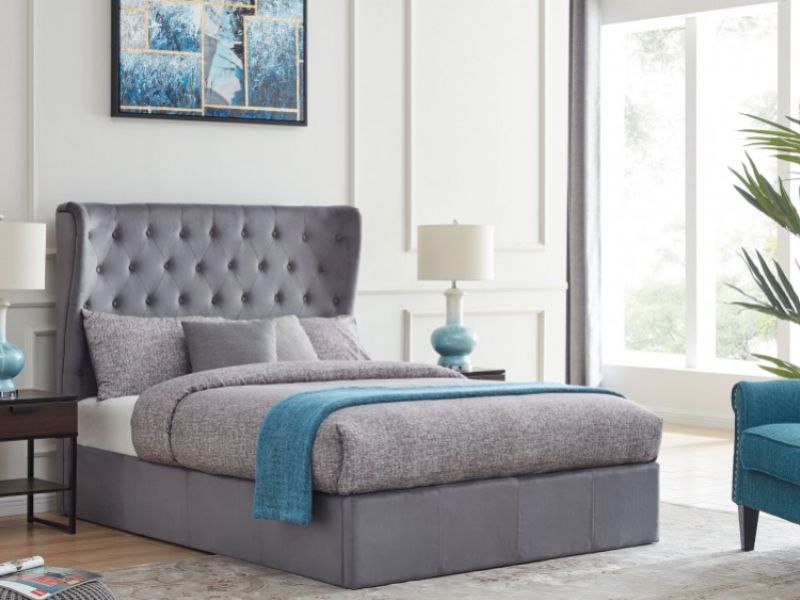 Flintshire Holway 5ft Kingsize Grey Fabric Ottoman Bed