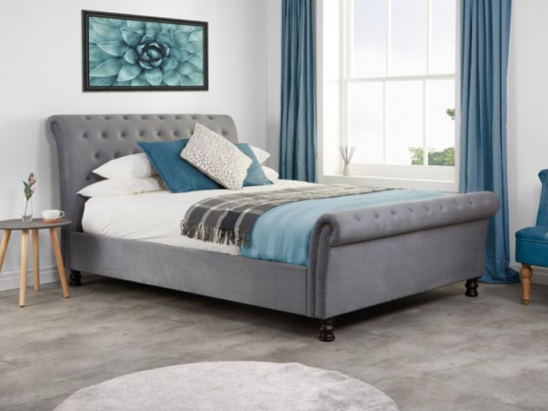 Birlea Opulence 4ft6 Double Grey Velvet Fabric Bed Frame