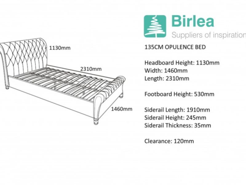 Birlea Opulence 4ft6 Double Grey Velvet Fabric Bed Frame