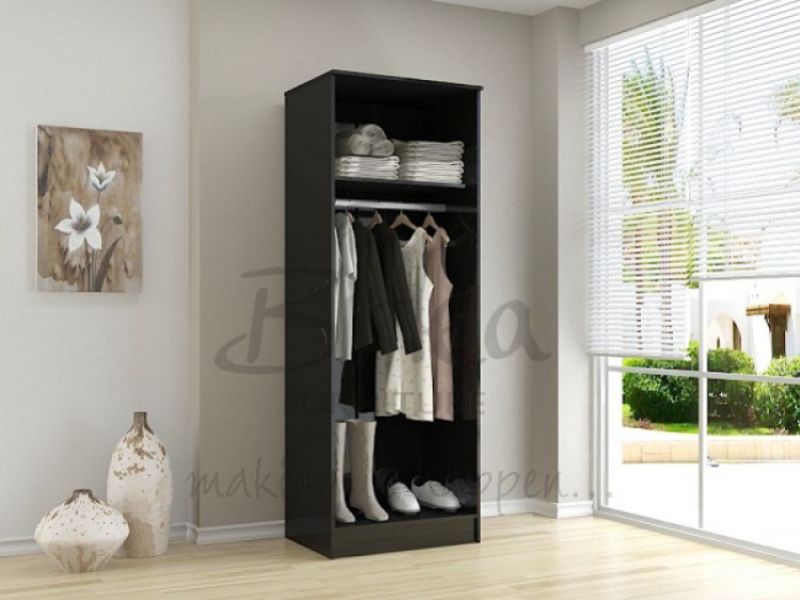 Birlea Lynx Black with White Gloss 2 Door Wardrobe