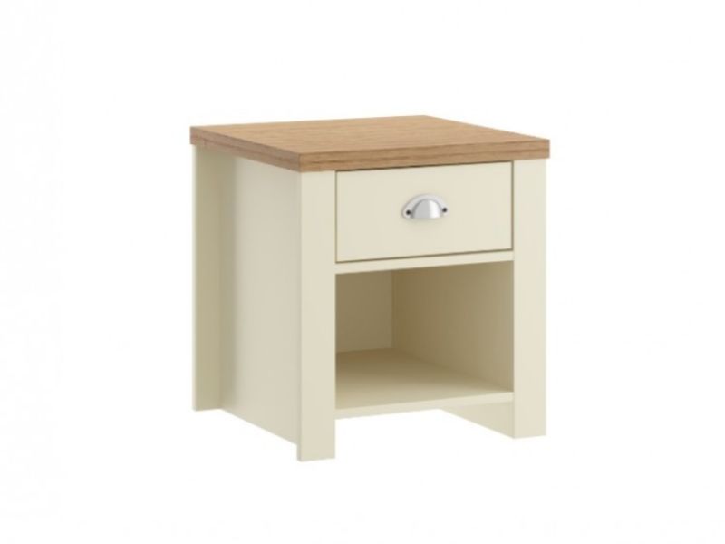 Birlea Winchester 1 Drawer Lamp Table In Cream And Oak