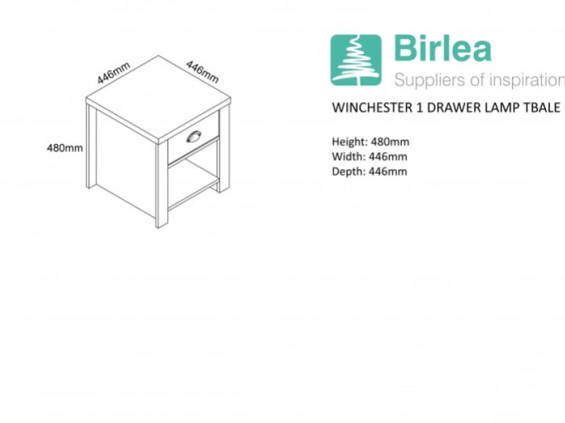 Birlea Winchester 1 Drawer Lamp Table In Cream And Oak