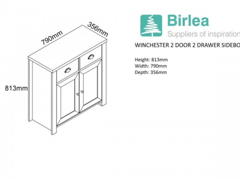 Birlea Winchester 2 Door 2 Drawer Sideboard In Grey And Oak