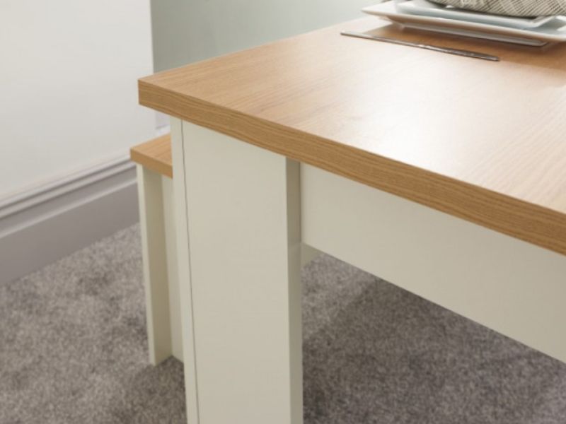 GFW Lancaster 120cm Dining Table with Benches in Cream