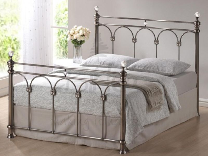 Birlea Shanghai 4ft6 Double Nickel Metal Bed Frame With Crystals