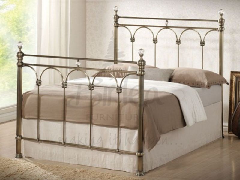 Birlea Shanghai 4ft6 Double Brass Metal Bed Frame With Crystals