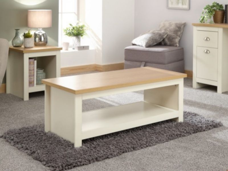 GFW Lancaster Coffee Table with Shelf in Cream
