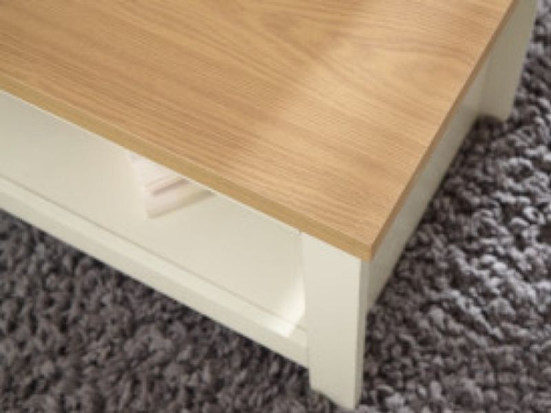 GFW Lancaster Coffee Table with Shelf in Cream