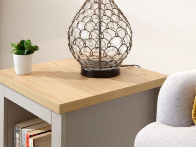 GFW Lancaster Side Table with Shelf in Grey
