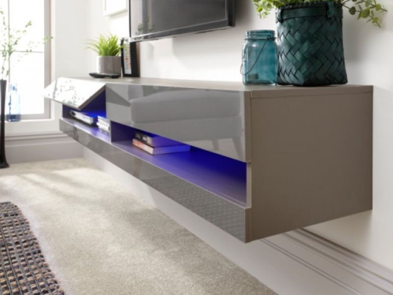 GFW Galicia Grey Gloss LED TV Unit 150cm
