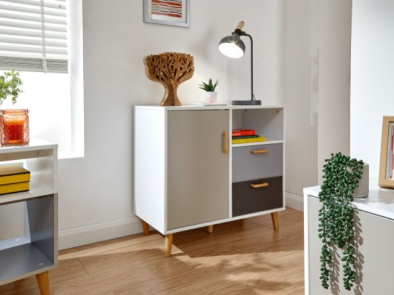 GFW Delta Compact Sideboard in White and Grey