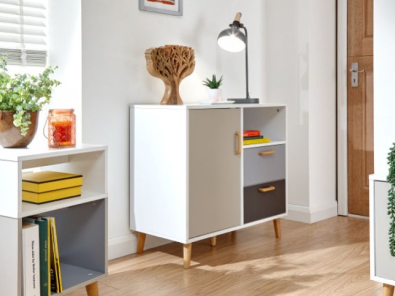 GFW Delta Compact Sideboard in White and Grey