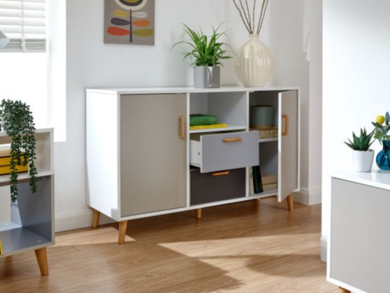 GFW Delta Large Sideboard in White and Grey