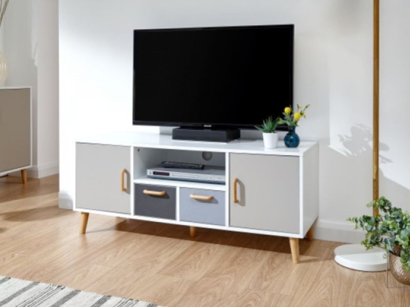 GFW Delta Large TV Unit in White and Grey