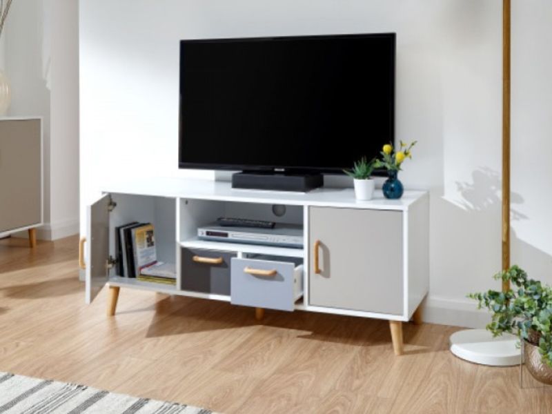 GFW Delta Large TV Unit in White and Grey