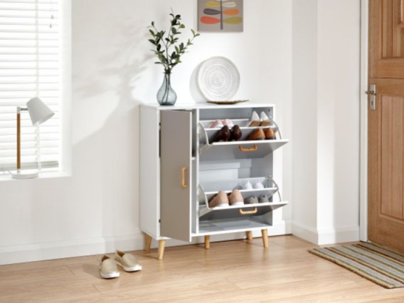 GFW Delta Shoe Cabinet in White and Grey