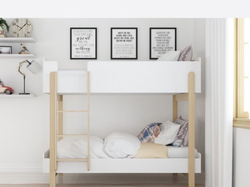 LPD Hero Wooden Bunk Bed In White And Oak
