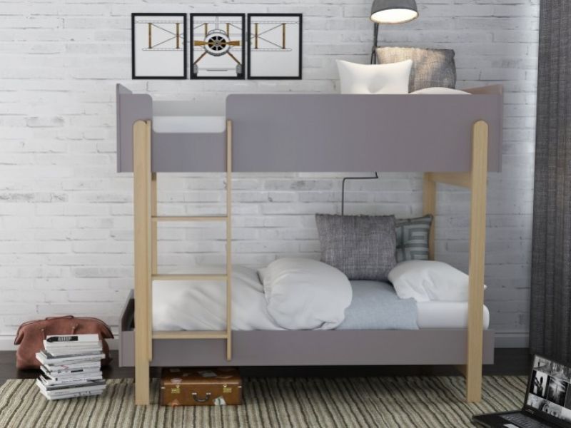 LPD Hero Wooden Bunk Bed In Grey And Oak