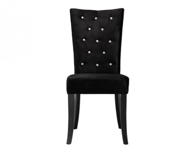 LPD Radiance Pair Of Black Velvet Fabric Dining Chairs