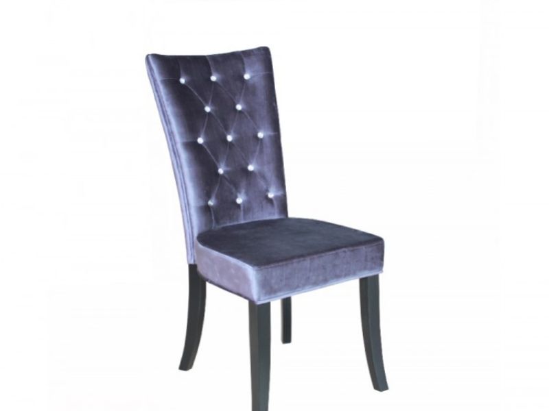LPD Radiance Pair Of Silver Velvet Fabric Dining Chairs