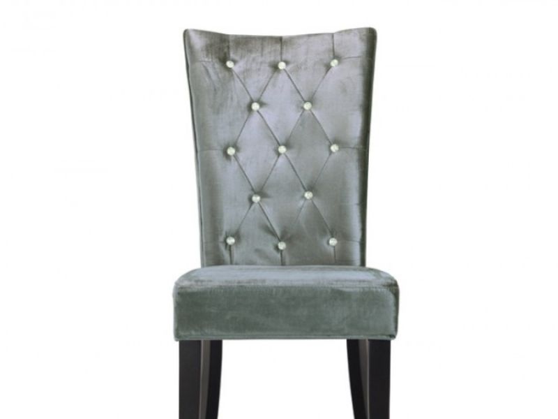 LPD Radiance Pair Of Silver Velvet Fabric Dining Chairs