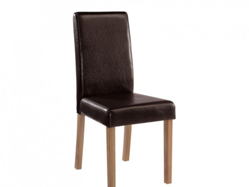 LPD Oakridge Pair Of Brown Faux Leather Dining Chairs