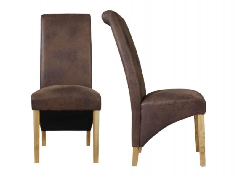LPD Treviso Pair Of Brown Faux Leather Dining Chairs