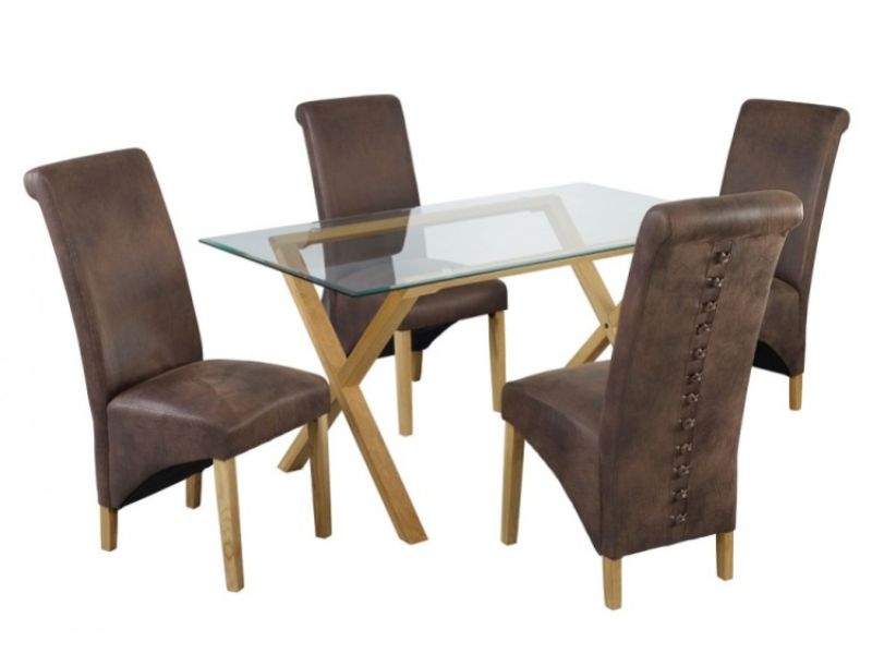 LPD Treviso Pair Of Brown Faux Leather Dining Chairs