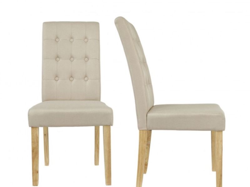 LPD Roma Pair Of Beige Fabric Dining Chairs