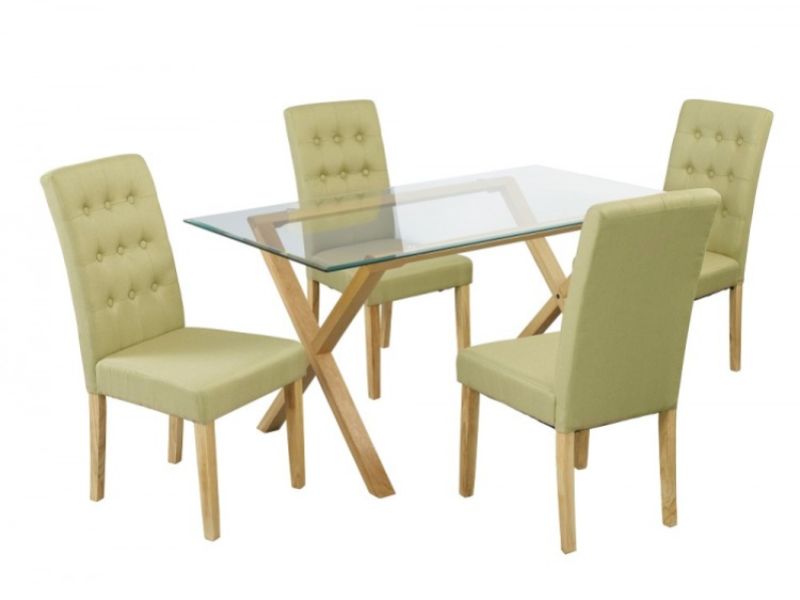 LPD Roma Pair Of Green Fabric Dining Chairs