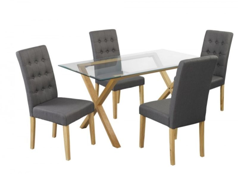 LPD Roma Pair Of Grey Fabric Dining Chairs