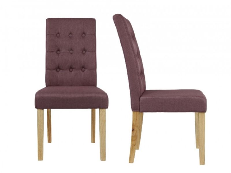 LPD Roma Pair Of Plum Fabric Dining Chairs