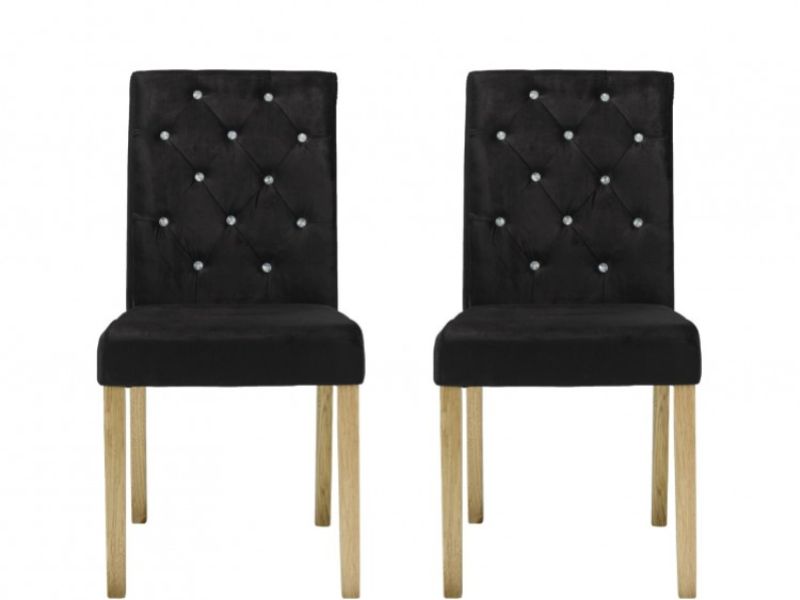 LPD Paris Pair Of Black Velvet Fabric Dining Chairs