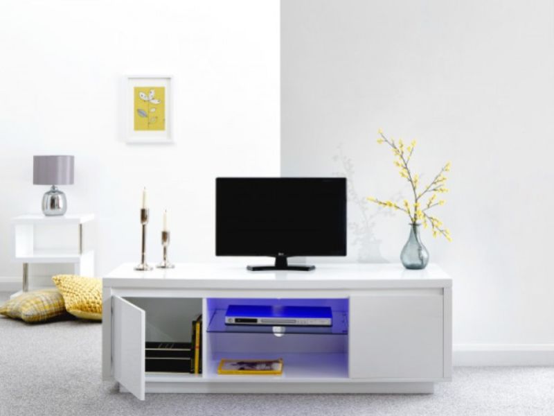 GFW Polar White Gloss LED Large TV Unit