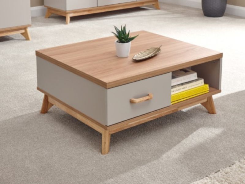 GFW Nordica 2 Drawer Coffee Table in Oak and Grey