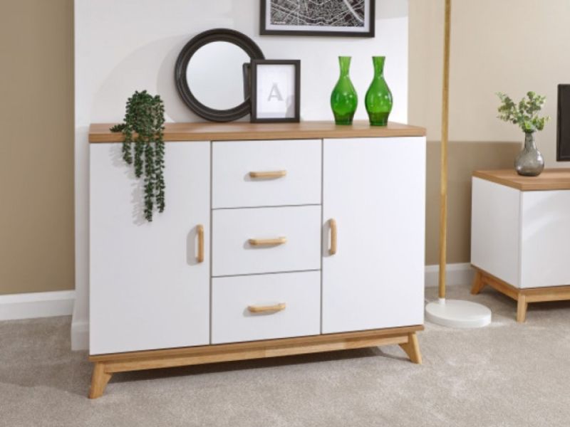 GFW Nordica Large Sideboard in Oak and White