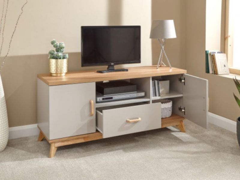 GFW Nordica Large TV Unit in Oak and Grey