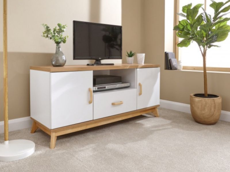 GFW Nordica Large TV Unit in Oak and White