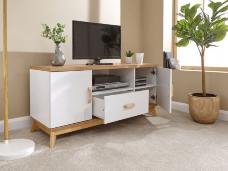 GFW Nordica Large TV Unit in Oak and White