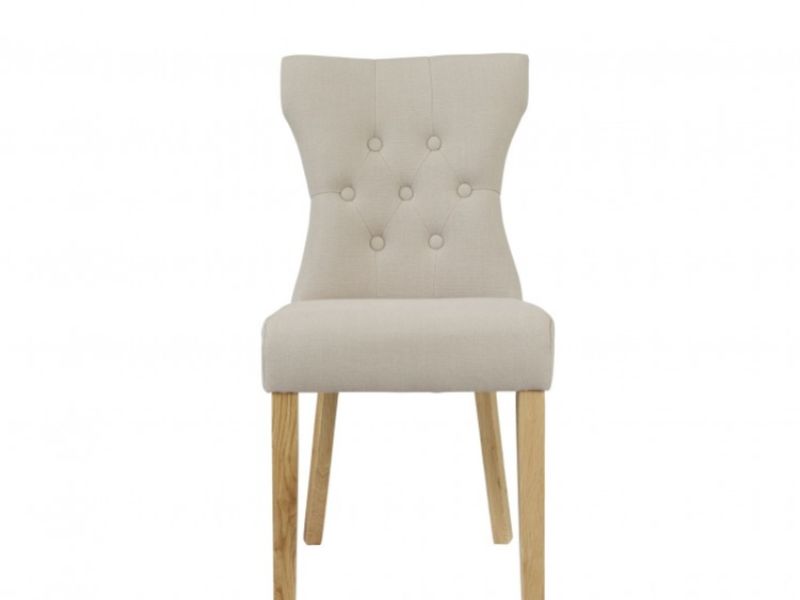 LPD Naples Pair Of Beige Fabric Dining Chairs