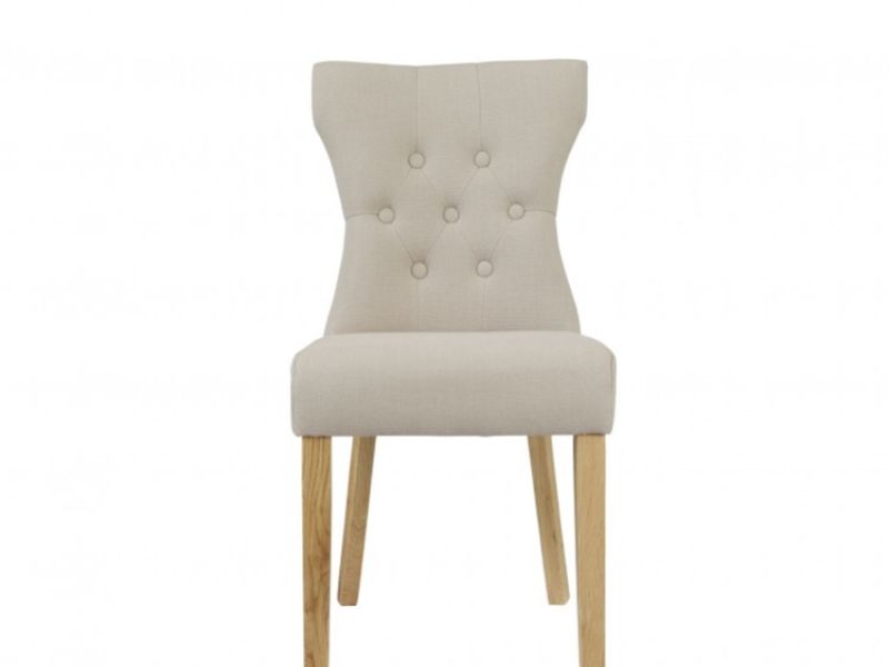 LPD Naples Pair Of Beige Fabric Dining Chairs